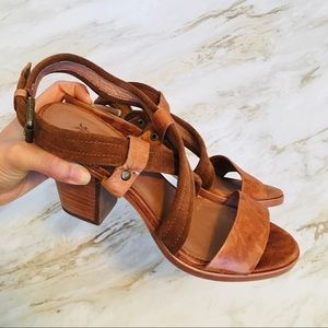 Frye Dani Crisscross Slingback Block-Heel Sandals